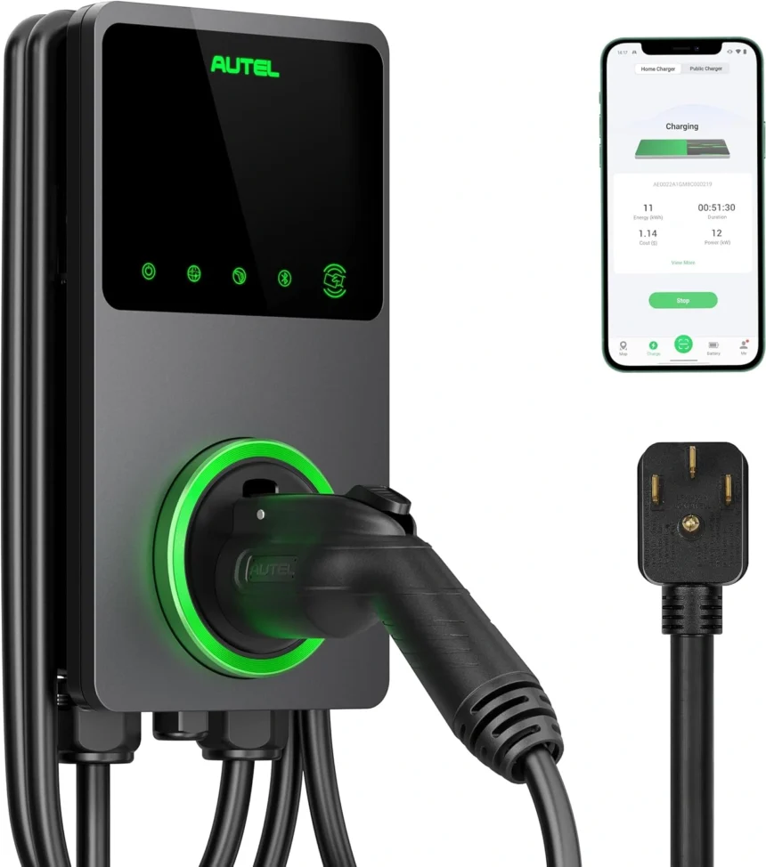 Autel MaxiCharger Home Smart Electric Vehicle (EV) Charger – 40 Amp Level 2 Wi-Fi and Bluetooth Enabled