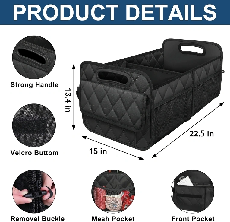  Car Trunk Organizer and Storage with 6 Big Pockets information