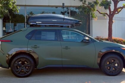 Toyota’s bZ4X electric SUV looks much better with a matte green finish [Images]