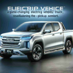 A realistic, high-definition image showcasing a game-changing electric vehicle (EV) by Isuzu, revolutionizing the pickup segment. The EV pickup truck should feature sleek, modern design elements, possibly radiating a futuristic vibe. It should have notable characteristics of an Isuzu truck, but with modifications and enhancements to highlight its electric nature.