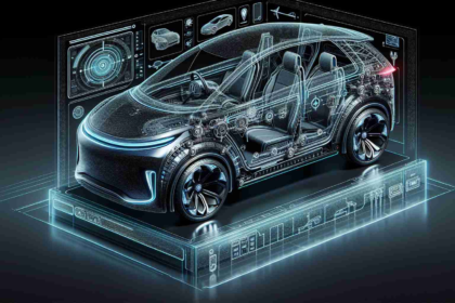 An intricately detailed, high-definition representation of an innovative vehicle. Display the cutting-edge technology, streamlined design, and futuristic features that exemplify the transformation and future of vehicular innovation. The image could include a sleek exterior, a smart dashboard with advanced navigation or control panels, electric charging ports, and cutting-edge safety features.