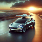 Render a highly detailed, realistic image showcasing Tesla making a significant shift beyond automobiles. This could encompass technologies such as advanced battery storage, solar power installations, or autonomous drone technology, reflecting the company