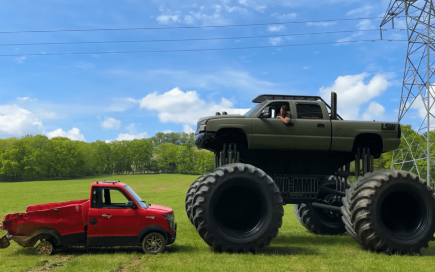 World's tiniest truck competes against largest in tug of war