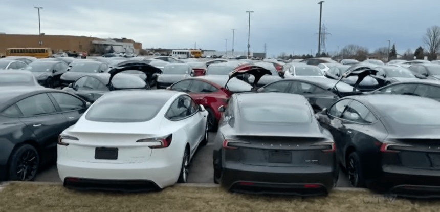 Over 80 Tesla vehicles damaged at a single location