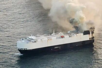 Cargo ship from China to Mexico carrying 3,000 cars, including 800 EVs, ablaze — crew rescued