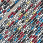 This photo taken on January 23, 2025 shows cars waiting to be exported in a port in Lianyungang, east Chinas Jiangsu province. (AFP Photo)