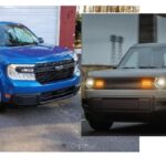 Image compares the Ford Maverick Hybrid-Electric pickup truck to Slate